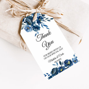 Etiqueta Para Presente Obrigado floral azul moderno você