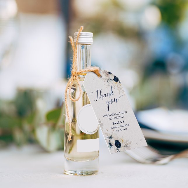 Etiqueta Para Presente Obrigado Floral Branco Azul Nupcial (Criador carregado)