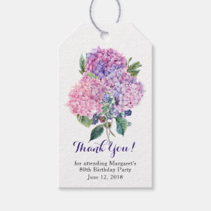 Etiqueta Para Presente Obrigado floral do aniversário do 80 do Hydrangea