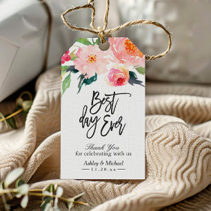 Etiqueta Para Presente Obrigado floral do dia da aguarela melhor nunca