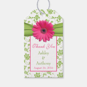 Etiqueta Para Presente Obrigado floral do verde cor-de-rosa da margarida