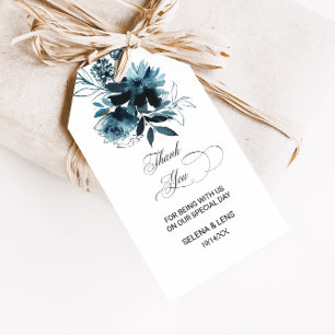 Etiqueta Para Presente Obrigado floral dos azuis marinhos celestiais voc