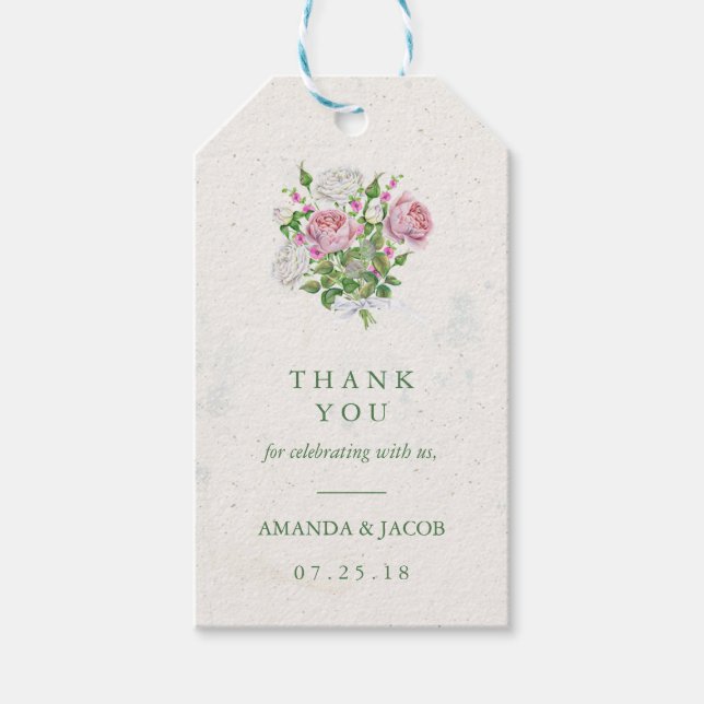 Etiqueta Para Presente Obrigado Floral Elegante (Frente)