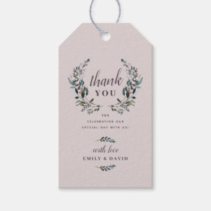 Etiqueta Para Presente Obrigado floral malva do casamento da crista do