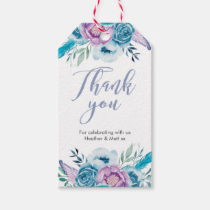 Etiqueta Para Presente Obrigado floral roxo azul você favorece Tag