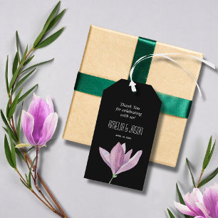 Etiqueta Para Presente Obrigado Floral Roxo Preto