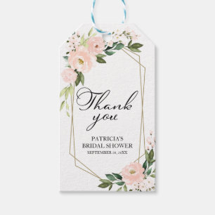 Etiqueta Para Presente Obrigado - Flores Pink Blush Geométricas