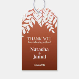 Etiqueta Para Presente Obrigado! Folhas Brancas Elegantes, Terracotta Ver