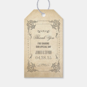 Etiqueta Para Presente Obrigado gasto e chique do vintage do casamento