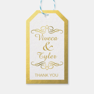 Etiqueta Para Presente Obrigado Glam da folha Dourado do Flourish de