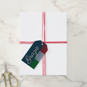 Etiqueta Para Presente Obrigado Grazie na Bandeira Italiana Desbotada Obr