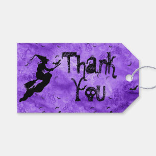 Etiqueta Para Presente Obrigado Halloween Bruxa Silhouette Purple Grunge