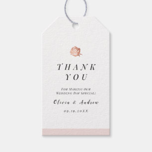 Etiqueta Para Presente Obrigado minimalista floral do ouro cor-de-rosa