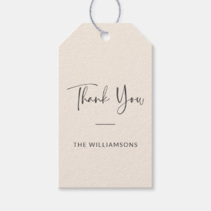 Etiqueta Para Presente Obrigado Minimalista Personalizado Bege Creme