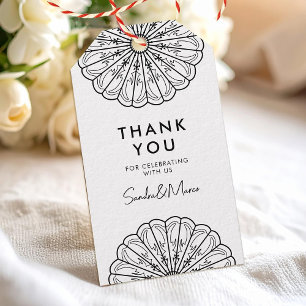 Etiqueta Para Presente Obrigado minimalista preto e branco floral