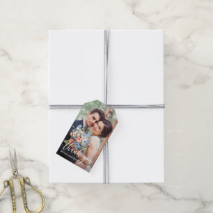 Etiqueta Para Presente Obrigado moderno do casamento você foto do noivo