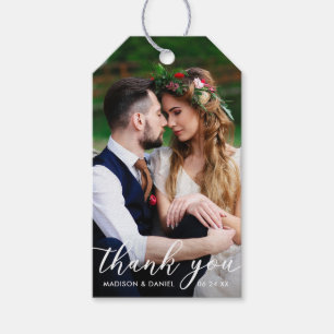 Etiqueta Para Presente Obrigado moderno do casamento você foto do noivo