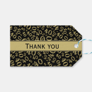 Etiqueta Para Presente Obrigado Padrão de Números Dourado/Preto do aniver