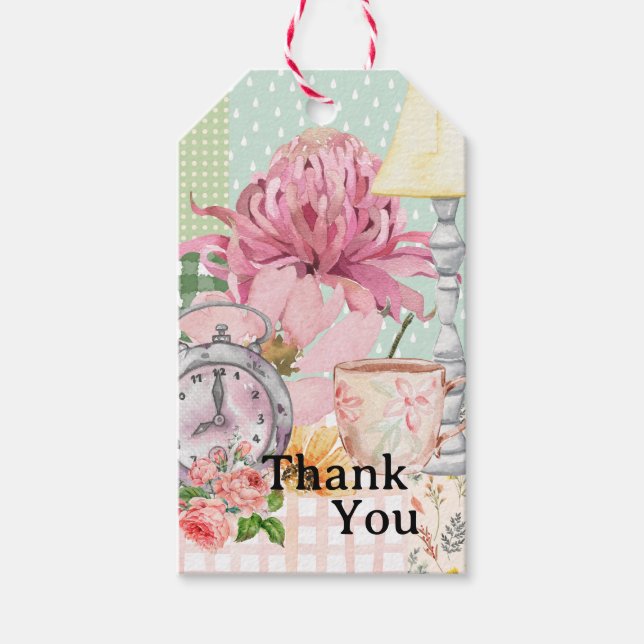 Etiqueta Para Presente Obrigado Pão floral de aquarela doce (Frente)