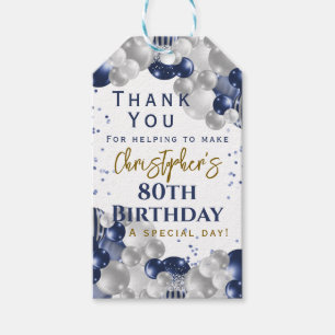 Etiqueta Para Presente Obrigado pela Festa de 80 Anos