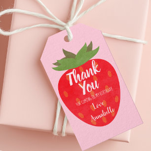 Etiqueta Para Presente Obrigado pelo Aniversário das Crianças de Morango