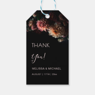 Etiqueta Para Presente Obrigado pelo Casamento com Crisântemo Floral Escu