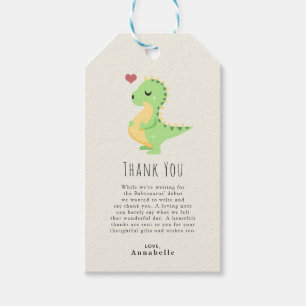 Etiqueta Para Presente Obrigado pelo Preggosaurus Cute Dinosaur Baby Show