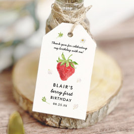 Etiqueta Para Presente Obrigado pelo Primeiro Aniversário Morango Berry