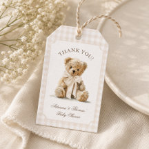 Obrigado pelo Teddy Bear Gingham Baby Shower
