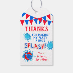 Etiqueta Para Presente Obrigado Piscina Festa Vermelha, Blue Favag