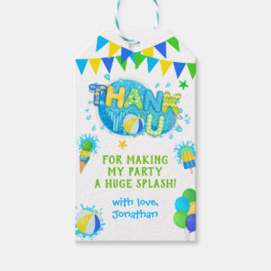 Etiqueta Para Presente Obrigado Piscina Verão Festa de aniversário Verde