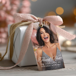 Etiqueta Para Presente Obrigado por Celebrar Foto de Aniversário