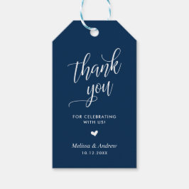 Etiqueta Para Presente Obrigado por comemorar, Marinho Azul, Casamento