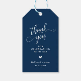 Etiqueta Para Presente Obrigado por comemorar, Marinho Azul, Casamento