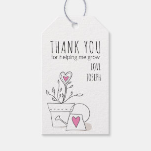 Etiqueta Para Presente Obrigado por me Ajudar a Crescer Planta Rosa em Va