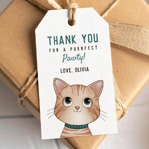 Etiqueta Para Presente Obrigado por uma festa perfeita com gatinho
