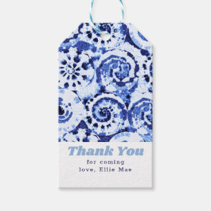 Etiqueta Para Presente Obrigado por vir Tie Dye Blue Shibori Art