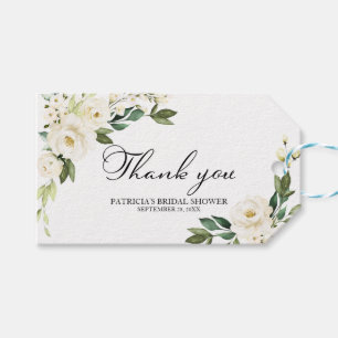 Etiqueta Para Presente Obrigado - Presente Geométrico de Flores Brancas e