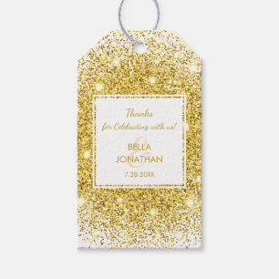 Etiqueta Para Presente Obrigado que Dourado dos confetes do casamento