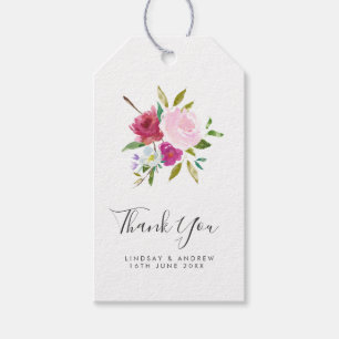 Etiqueta Para Presente Obrigado que floral cor-de-rosa corajoso do