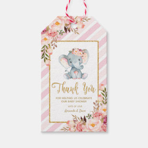 Etiqueta Para Presente Obrigado que floral cor-de-rosa do chá de fraldas