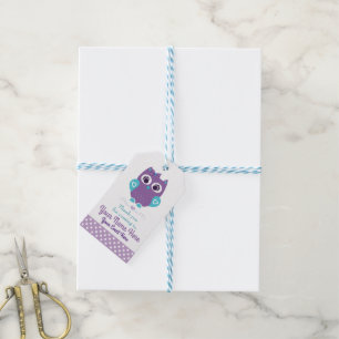 Etiqueta Para Presente Obrigado que roxo customizável da coruja da