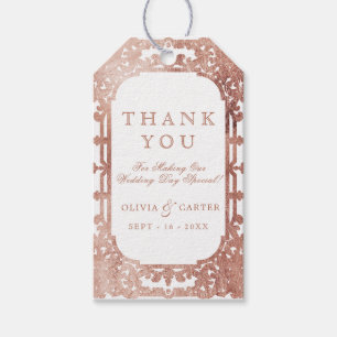 Etiqueta Para Presente obrigado rosa-ouro-casamento vintage ornamentado e