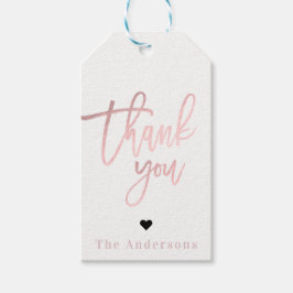 Etiqueta Para Presente Obrigado Rose Gold Foil Moderno Casamento de Letra