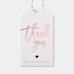 Etiqueta Para Presente Obrigado Rose Gold Foil Moderno Casamento de Letra