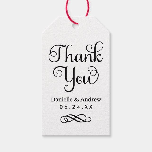 Etiqueta Para Presente Obrigado Rustic Kraft Modern Script Weding (Frente)