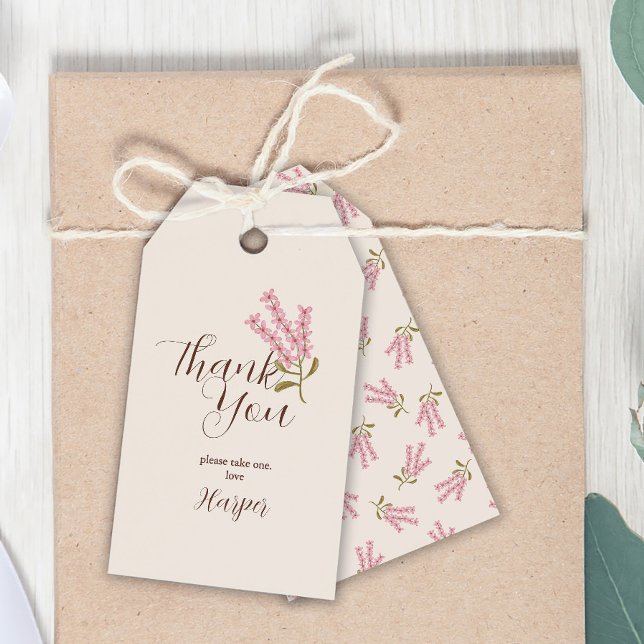 Etiqueta Para Presente Obrigado Simples Flor Selvagem Bonito Botânica (Criador carregado)