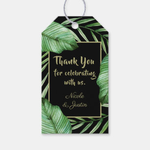 Etiqueta Para Presente Obrigado tropical moderno do casamento da folha