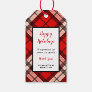 Etiqueta Para Presente Obrigado vermelho da xadrez de Tartan você Tag do