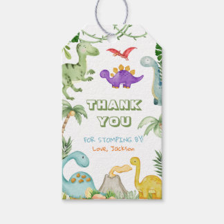 Etiqueta Para Presente Obrigados de Festa de aniversário do dinossauro pa